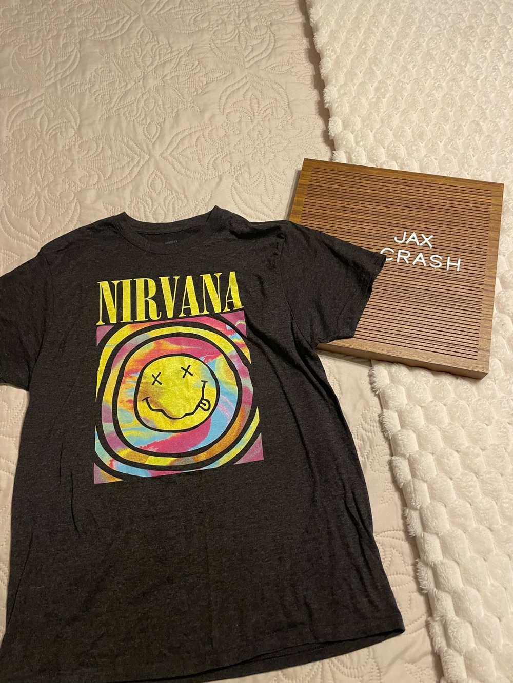Nirvana Black Graphic Tee with Yellow Multi-Color Print